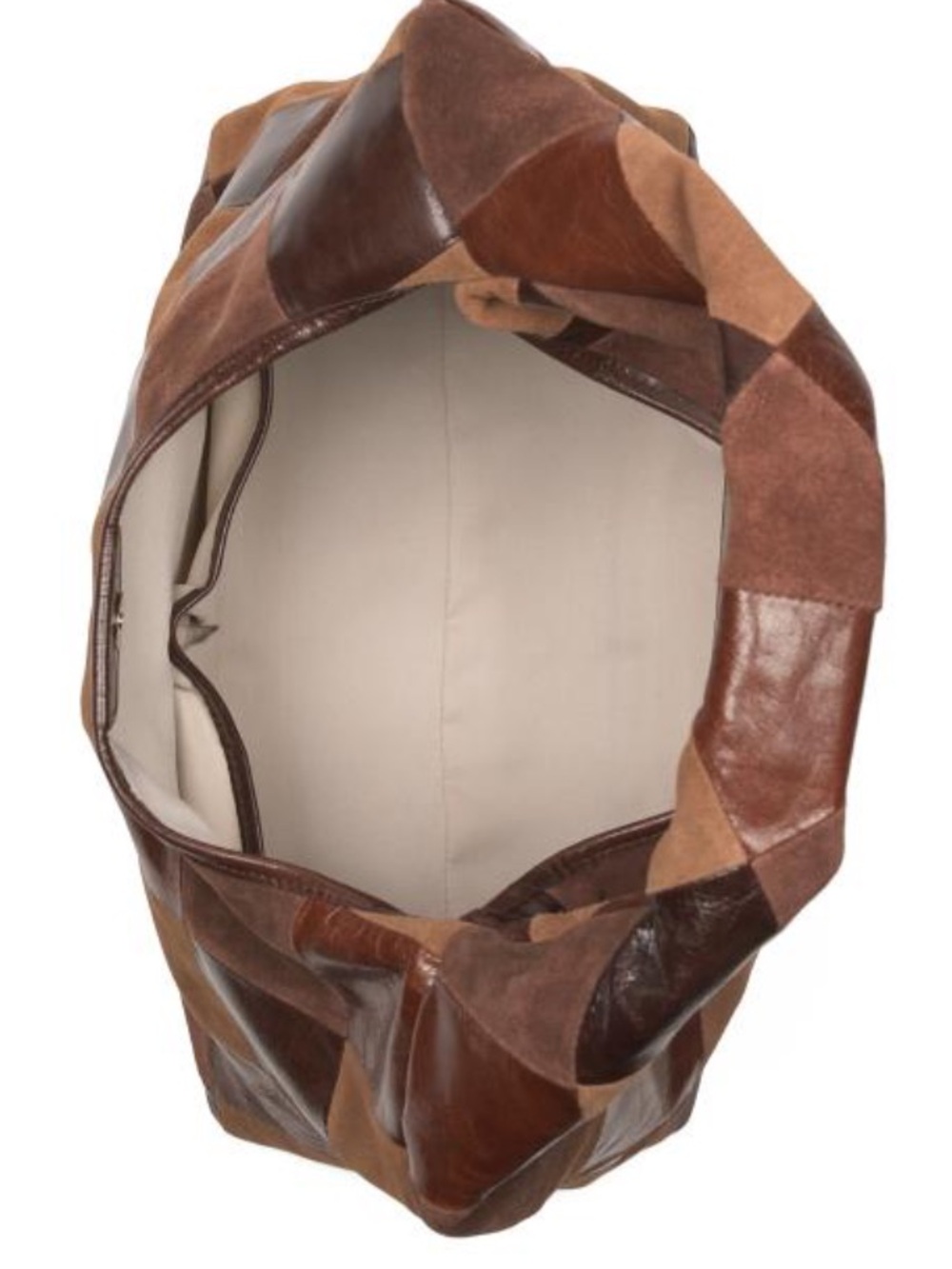 Lodis Patchwork Multi-Brown Leather & Suede Hobo - Picture 2 of 3
